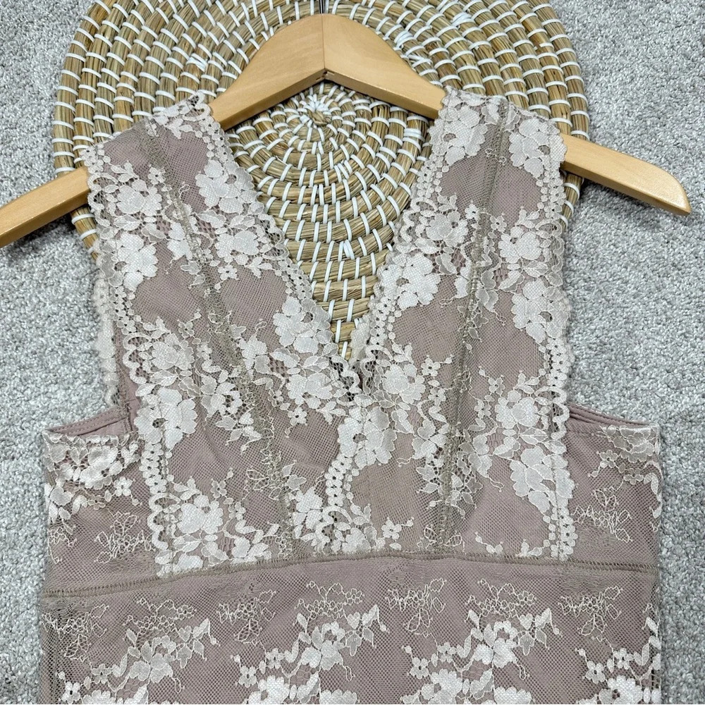 Gimmicks by BKE Floral Mesh Lace Tank Top Cream Valentine Cottagecore Size XS - Picture 8 of 14
